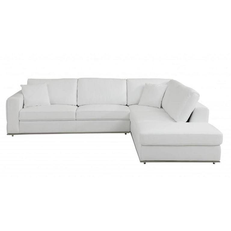 White Leather L Shaped Two Piece Corner Sectional White Leather L Shaped Two Piece Corner Sectional