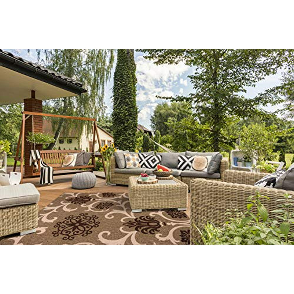 GAD Premium Indoor/Outdoor Area Rug (5'3"x 7'7") Brown, Beige & Tan