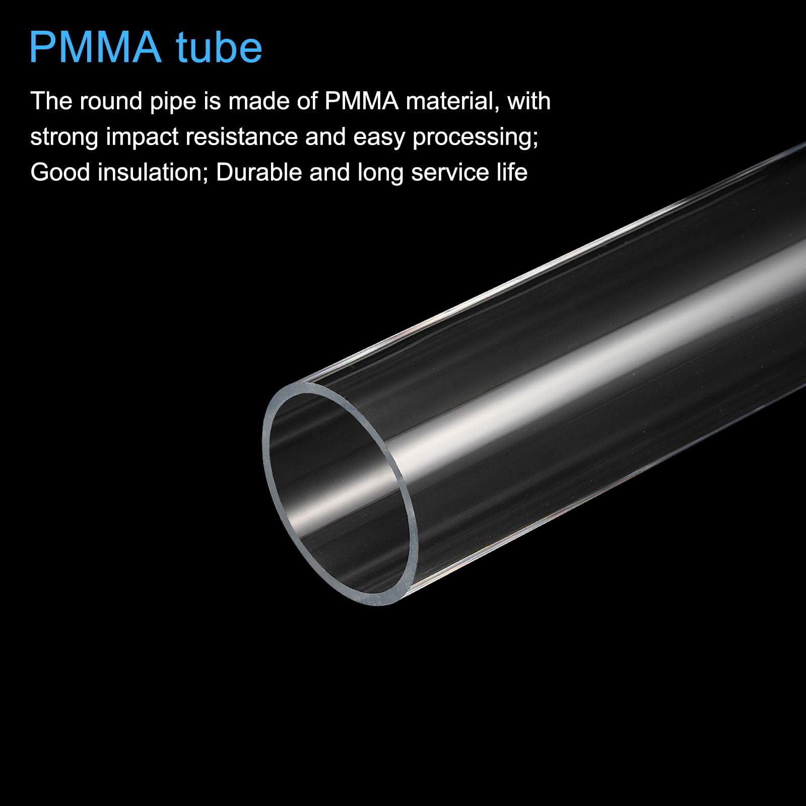 Unique Bargains Acrylic Pipe Rigid Round Tube for Lamp and Lanterns 2" ID 2.17" OD