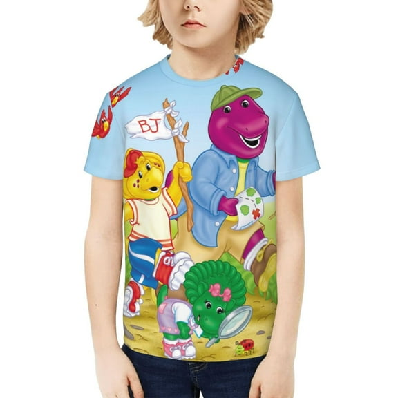Barney And Friends T-Shirt for Boys Girls Youth, 3D Printed Graphic T-Shirts Short Sleeve Summer Casual Tee Shirts for Kids