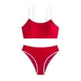 thumbnail image 4 of Linfrsh Bikini Set for Women Two Piece Swimsuits V Neck High Waist Crisscross Back Straps Womens Swimwear Red,L, 4 of 7
