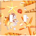 thumbnail image 2 of Metal Light Switch Wall Plate Outlet Cover (Ocean Conch Star Fish Sea Shell Orange - Double Toggle), 2 of 2