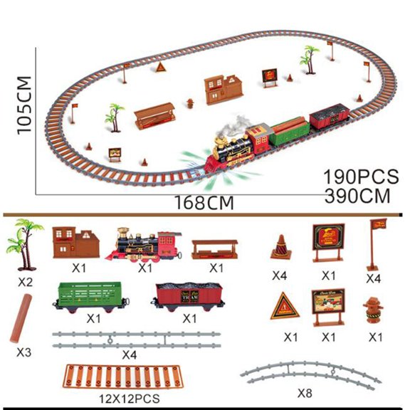 Conjunto de Tren de Navidad Hugo Locomotora y ferrocarriles juguete electrónico 190 PCS