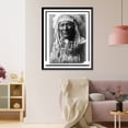thumbnail image 3 of Historic Framed Print, [Ghost Bear, Crow Indian, Montana, head-and-shoulders portrait, facing front, feather headdress, beaded buckskin shirt, bead choker with shell concho, large , 17-7/8" x 21-7/8", 3 of 9