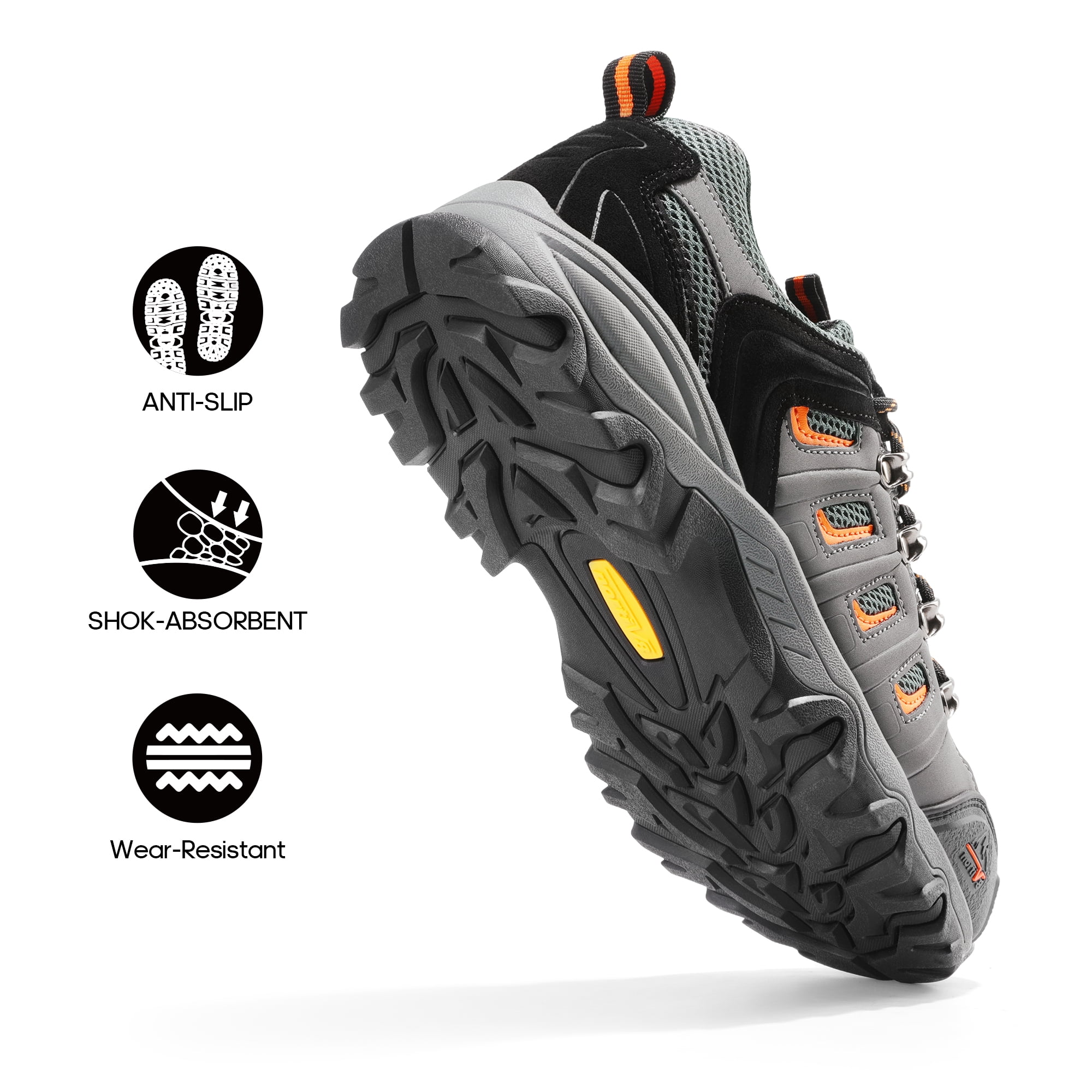 NORTIV 8 Men's Waterproof Leather Low-Top Hiking Shoes for Outdoor Trekking, Camping, and Walking