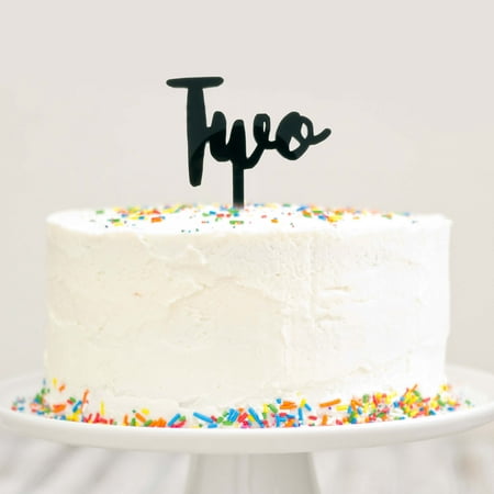 Two Cake Topper 2 Year Old Birthday Cake Modern Cursive Smash Cake
