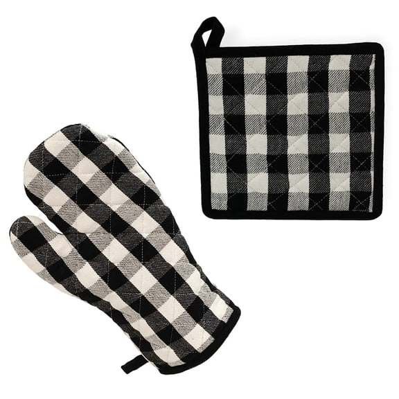 Boston International Cotton Oven Mitt and Pot Holder, Set of 2, No Size, Buffalo Check