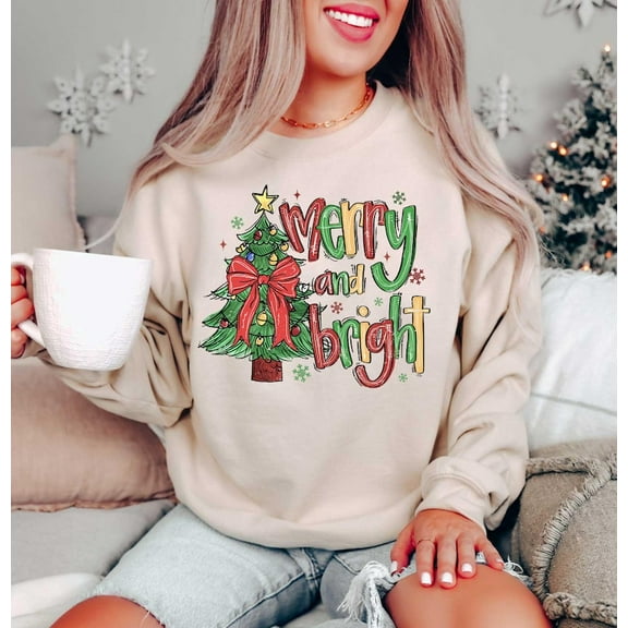 Merry and Bright Sweatshirt, Christmas Shirts, Family Christmas Hoodies, Christmas Sweatshirts for Women, Merry Christmas Sweatshirt