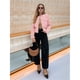 thumbnail image 4 of Chaqueta Blazer Corta para Mujer, Sin Cuello, con Botones, Estilo Casual de Negocios, Ideal para Otoño e Invierno. Rosa XS, 4 of 9