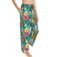 thumbnail image 3 of Cauagu Pineapple Pajama Pants for Women Loose Fit Wide Leg Trouser Pants Casual Elastic Waist Drawstring Lounge Pants, 3 of 6