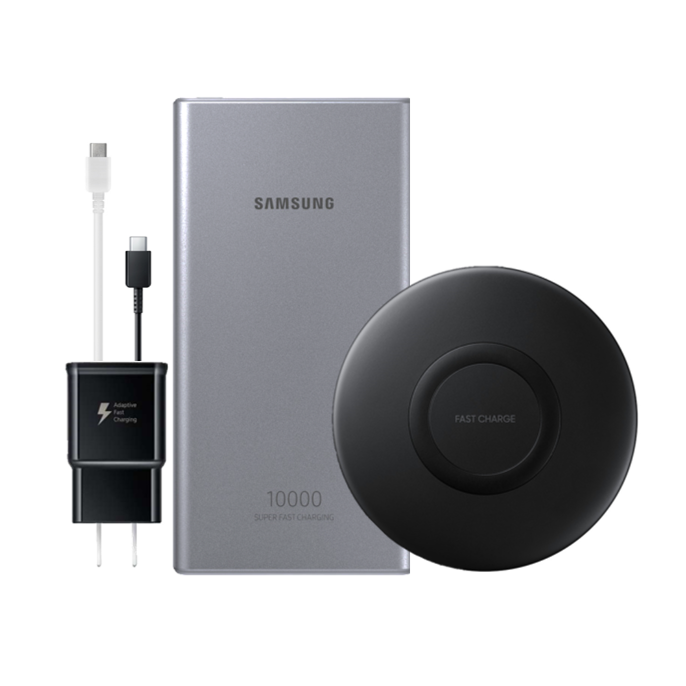SAMSUNG Wireless Power Bundle Wireless Charger Pad Slim, 10K mAh Portable Charger, Wall