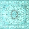 thumbnail image 1 of Ahgly Company Indoor Square Medallion Light Blue Traditional Area Rugs, 7' Square, 1 of 4