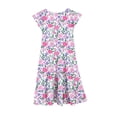 thumbnail image 5 of Tisuna Girls Summer Dress Floral Print Short Sleeve Crew Neck Dresses Fashion Comfortable Little Youth Girls Festival Party Playwear Dress Pink Size 14-15 Years, 5 of 5