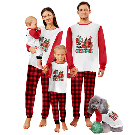 

Matching Family Christmas Pajamas Sets Christmas Buffalo Plaid Stripe Printed Sizes Baby-Kids-Adult-Pet 2-Piece Top and Pants Bodysuits Pajamas Sets