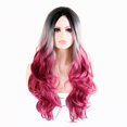 thumbnail image 2 of Perruque Dégradée Blanche Rose Grande Vague Cheveux Longs Mode Perruque Style Coiffe, 2 of 5
