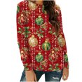 thumbnail image 2 of FDGIU Cute Christmas Graphic Tee for Women, Long Sleeve Crewneck Blouse, Cozy Loose Fit for Holiday Parties, 2 of 5