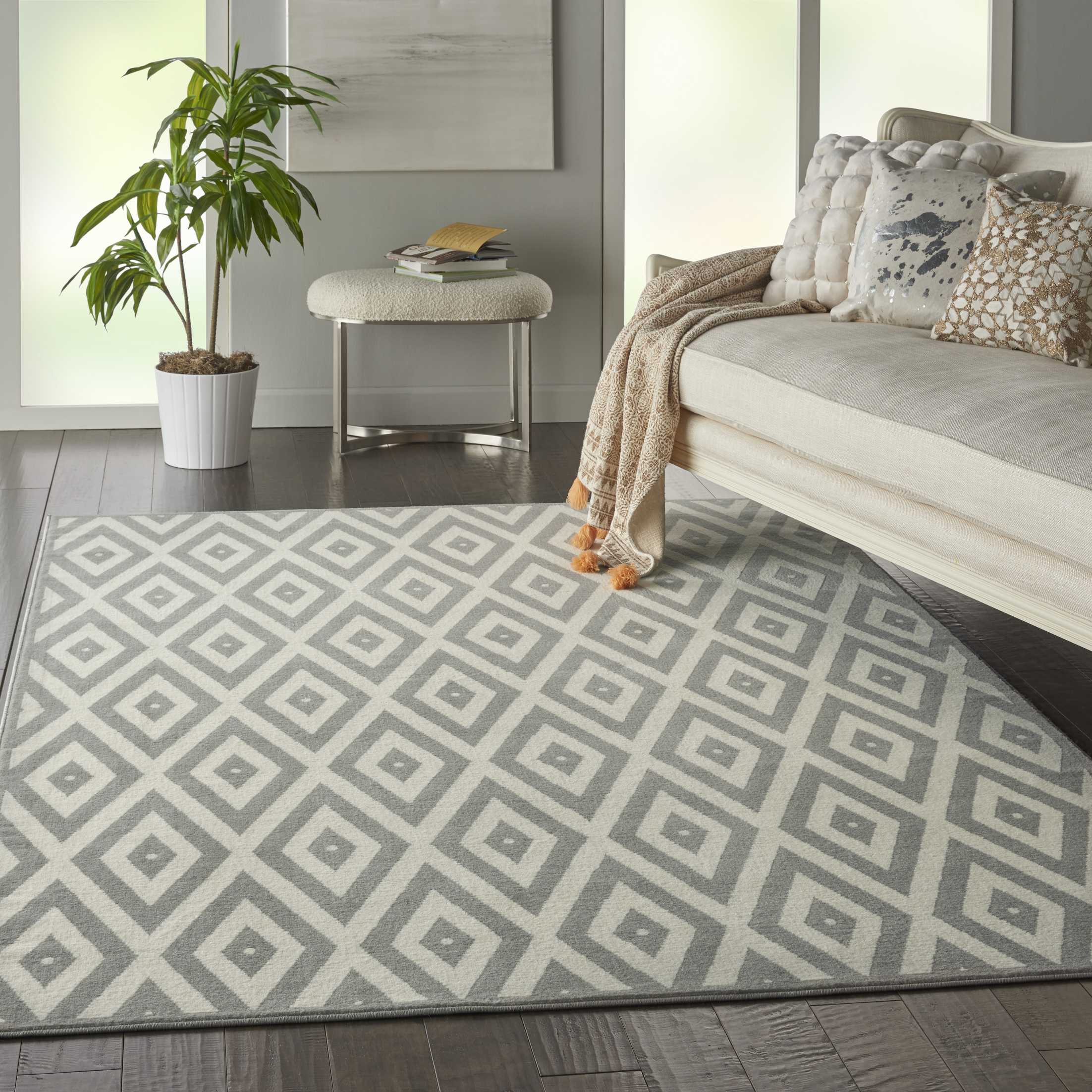 Geometric White/Grey Area Rug by Bellamy Studios