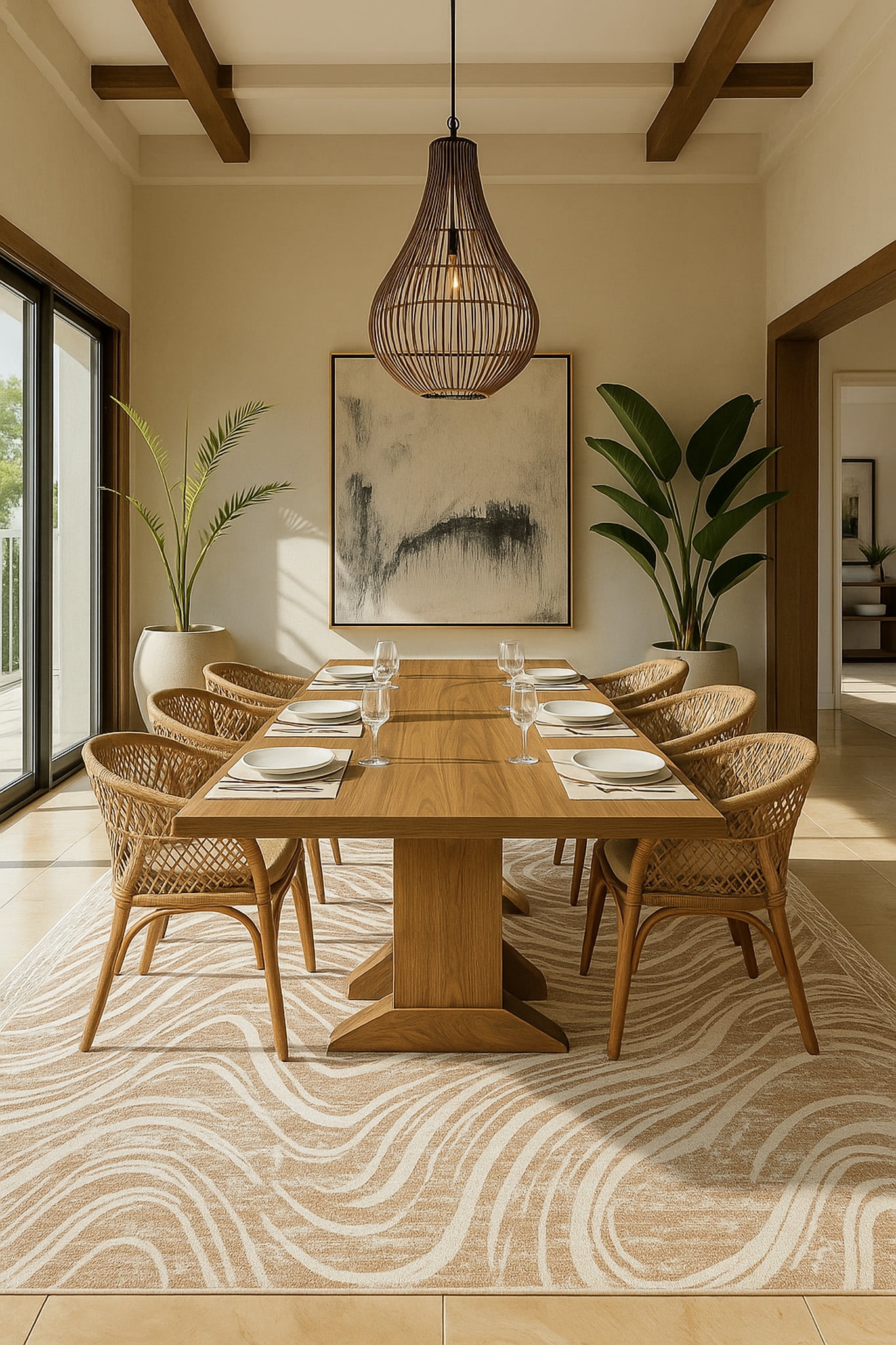 Rug Branch Nomad Abstract Indoor Area Rug, Beige Brown, Coastal - Living Room, Bedroom, Dining Room, and Kitchen