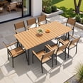 thumbnail image 2 of Crestlive Products 82" x 40" Aluminum Outdoor Dining Table for 6-8, Rectangular Patio Table with Umbrella Hole, Weather-Resistant Metal Table, Brown, 2 of 7