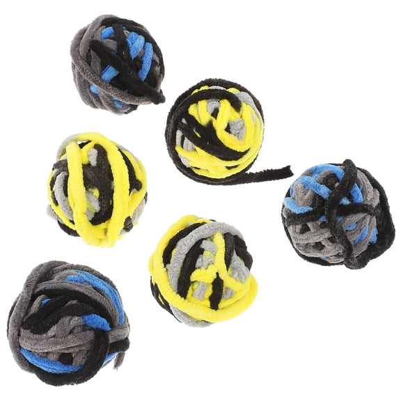 LULULION Cat Toys For Indoor Cats Stress Relief 6pcs Yellow Yarn Balls