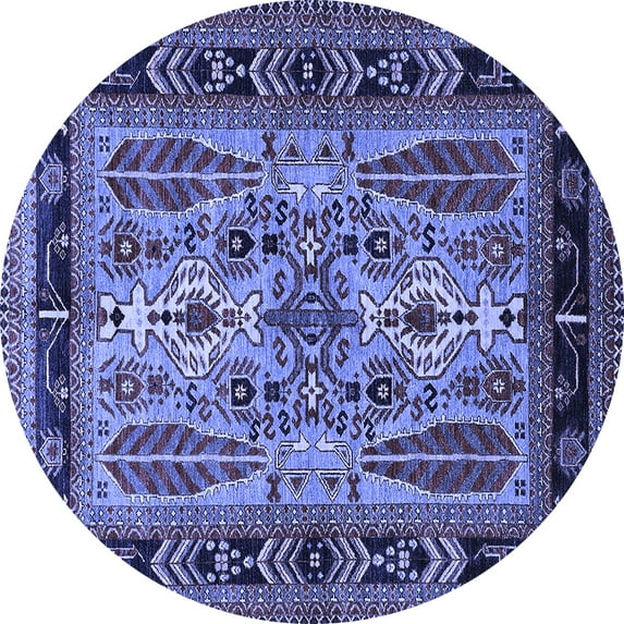 Ahgly Company Indoor Round Oriental Blue Industrial Area Rugs, 4' Round