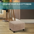thumbnail image 2 of Topchances 1-Piece Velvet XL Ottoman Stretch Slipcover, Light Brown, 2 of 7