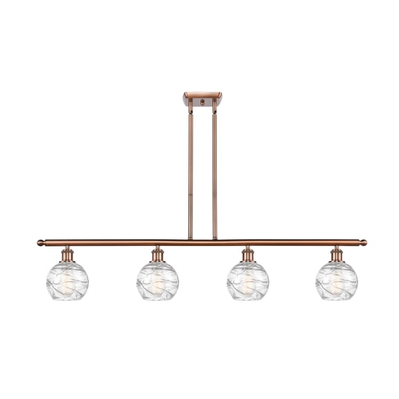 516-4I-AC-G1213-6-LED-Innovations Lighting-Small Deco Swirl-14W 4 LED Island in Industrial Style-46 Inches Wide by 8 Inches High Antique Copper