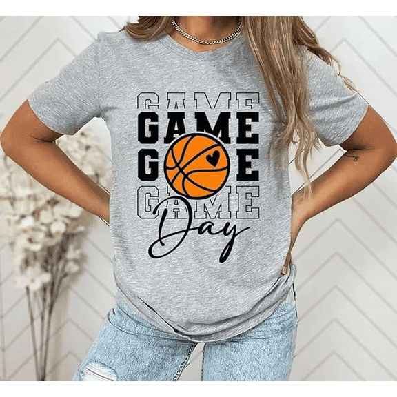 Game Day Basketball Tshirt for Women Sunday Funday Cute Shirts Vintage Basketball Shirt Basketball Graphic Tee Tops
