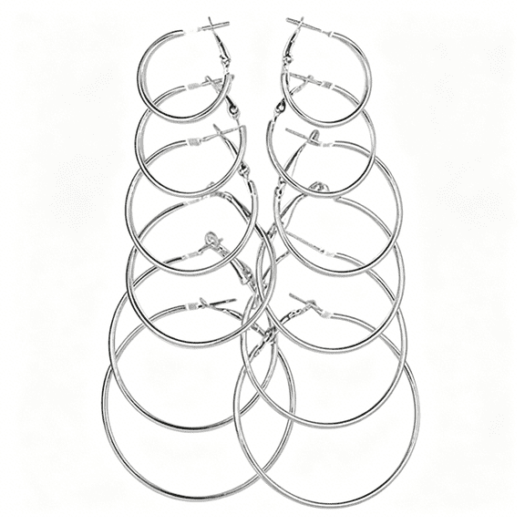 DESIGNICE 6pairs Hoop Earrings Set Different Size Color Retro Metal Circle Earrings for Women