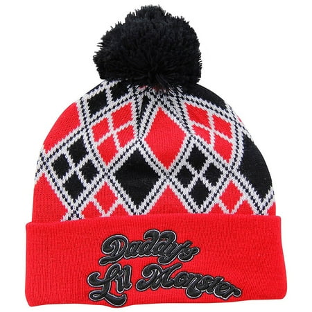 DC Comics Harley Quinn Daddy's Lil Monster Adult Cuff Pom Beanie