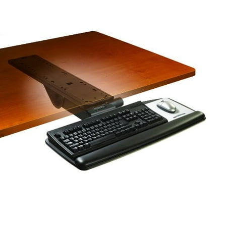 3M Easy Adjust Keyboard Tray, Standard Platform with Antimicrobial Gel Wrist Rest and Precise Mouse Pad, 23-inch Track, Black (A