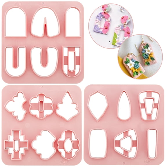 3Pcs 3 Styles Plastic Plasticine Tools Clay Cutters Modeling Tools Mixed Shapes 10x10cm 1pc/style