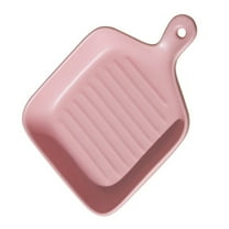 FOLOYORI 1Pack Ceramic Baking with Handle for Oven Safe Small Baking Tray Pink 8.9X6.1X1.6in