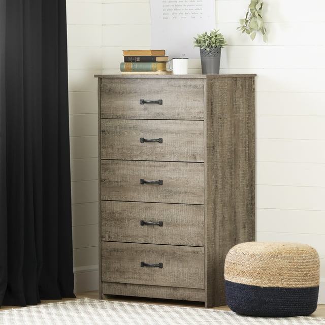 South Shore Tassio 5-Drawer Chest for Adult, in Weathered Oak