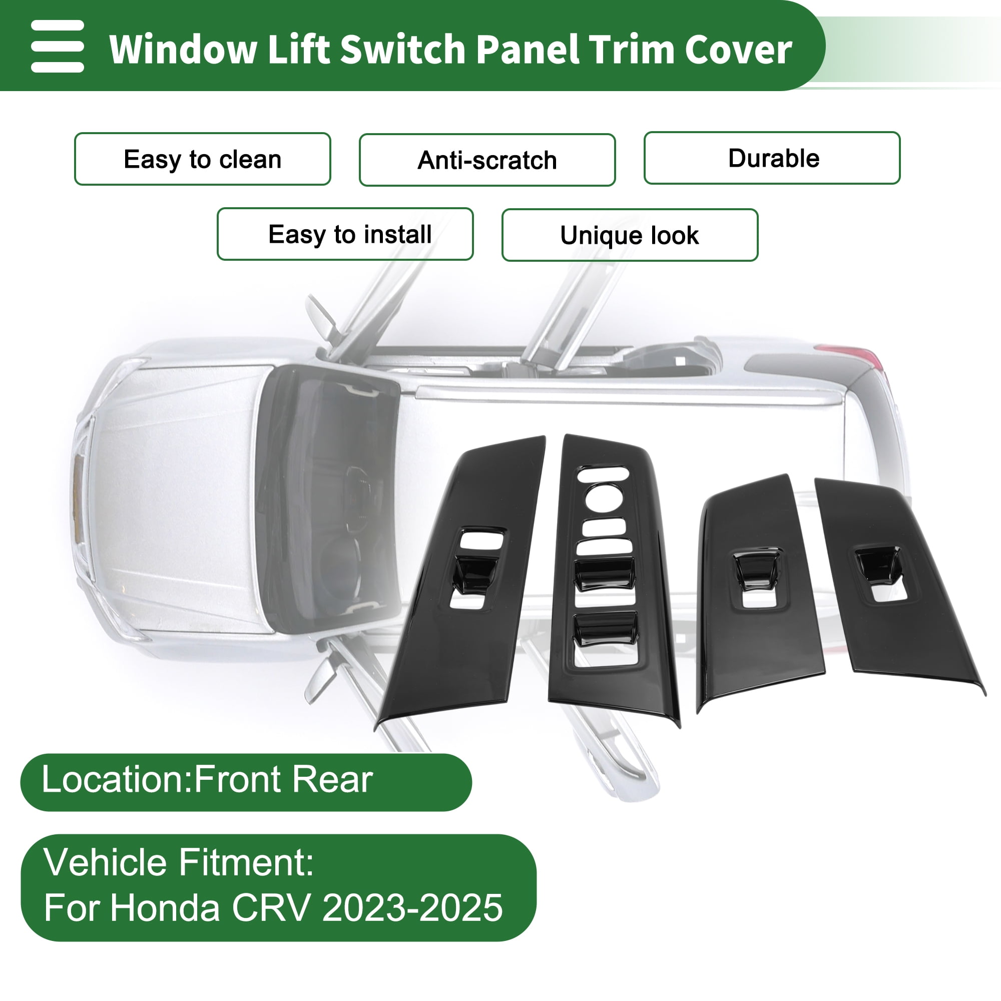 Unique Bargains Window Lift Switch Panel Trim Cover for Honda CRV 2023-2025 Front Rear Car Door Window Control Button Interior Accessories Black