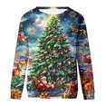 thumbnail image 5 of Kaliqueen Christmas Womens Fall Tops Long Sleeve Multi Xmas Print Holiday Shirt Crewneck Comfy Light Fashion Blouses Tees, 5 of 5