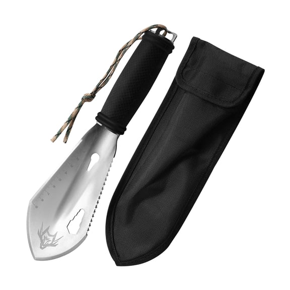 Byujiro Garden Trowel Gardening Tool Stainless Steel Hand Shovel with 3.54in (9cm) Measurement Scale, Serrated Edge & Storage Pouch, Multi-Purpose for Digging, Potting & Outdoor Gardening Use