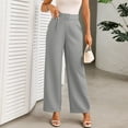 thumbnail image 2 of RYRJJ Women's Work Pants Straight Wide Leg High Waisted Casual Slacks Business Office Dress Pants Trousers with Pockets(Gray,M), 2 of 9