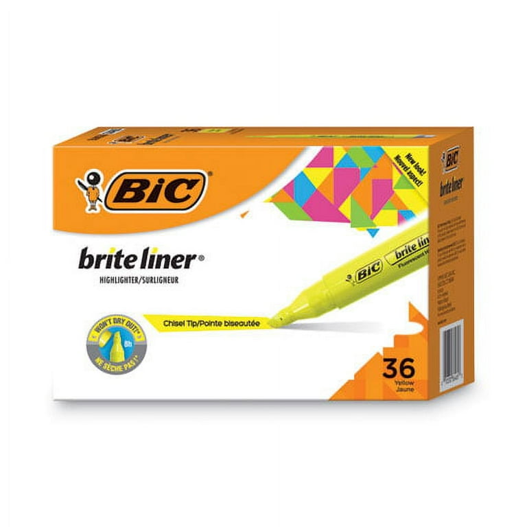 Brite Liner Tank-Style Highlighter Value Pack, Yellow Ink, Chisel Tip, Yellow/Black Barrel, 36/Pack Brite Liner Tank-Style Highlighter Value Pack, Yellow Ink, Chisel Tip, Yellow/Black Barrel, 36/Pack