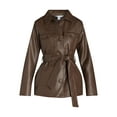 thumbnail image 3 of Time and Tru Women's and Women's Plus Faux Leather Cropped Belted Trench, Sizes XS-3X, 3 of 7