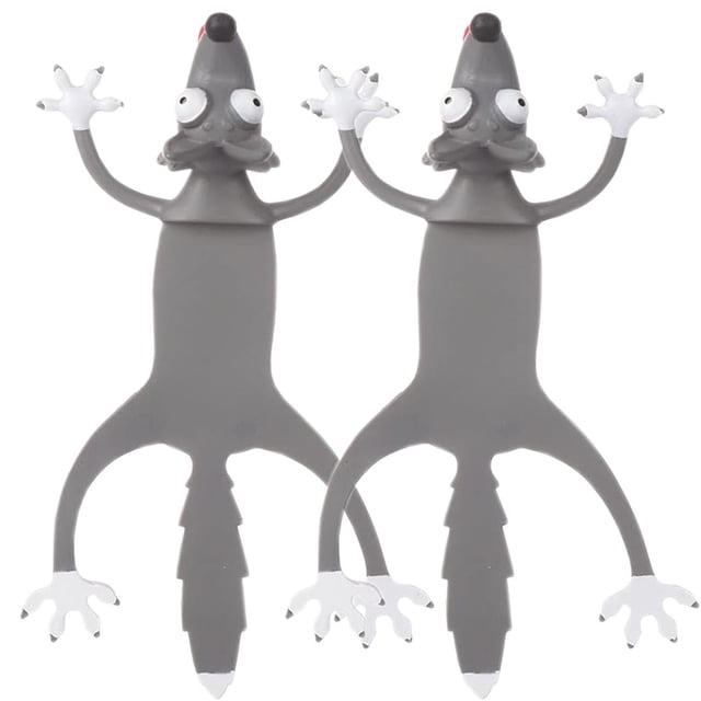 Marcadores de Libros en 3D CartoonMarkWolf 2Pzas Lobo Longitud 10cm PVC Gris. Office Supply MXCMW-002