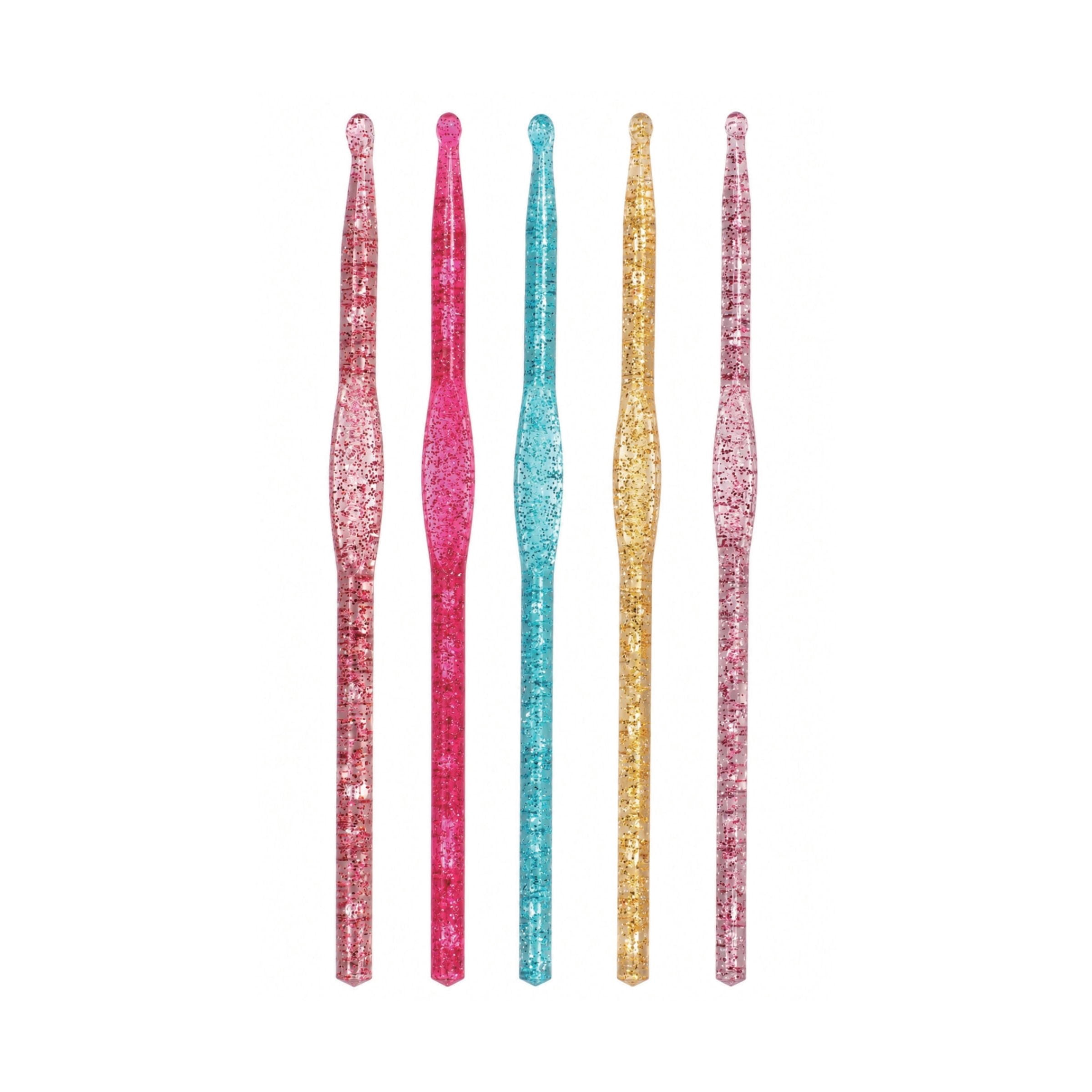 Hello Hobby Glitter Acrylic Crochet Hooks, Sizes G-K, 5-Piece Set
