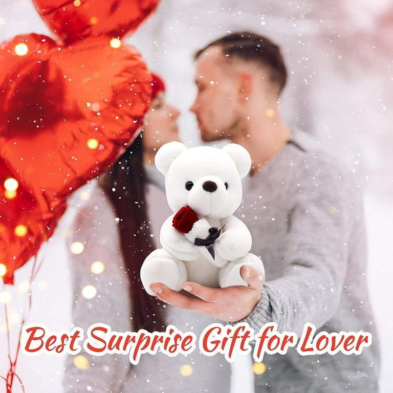 Teddy Bear Plush Toy Teddy Bear Stuffed Animal with Rose Kawaii