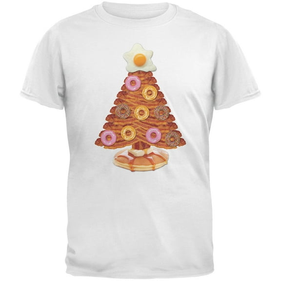 Breakfast Bacon And Eggs Christmas Tree White Youth T-Shirt - Youth Medium