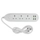 thumbnail image 1 of Extensión de regleta de alimentación con cable largo de 2500 W, multifuncional, con puerto USB, enchufe británico blanco de 110 a 250 V, 1 of 9
