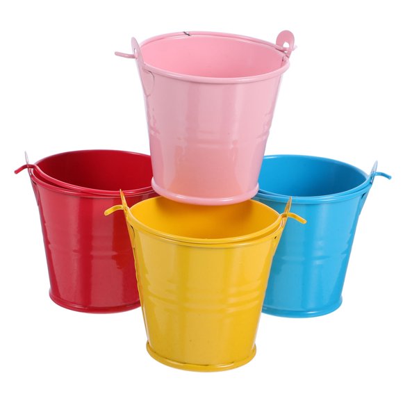 BALAHAPY 4Ud Cubos Metálicos Pequeños Decorativos Con Asa Para Almacenamiento Y Fiestas
