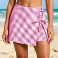 thumbnail image 6 of hoksml Women's Gingham Wrap Skort - Tie Front Mini Skirt with Built-In Shorts, Casual Summer Wear, 6 of 8