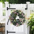 thumbnail image 5 of Cinvoph Artificial Eucalyptus Wreath with Flower Spring Party Door Wreath for Indoor Outdoor Holiday Front Porch Decor 14" Purple, 5 of 6