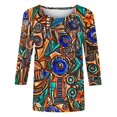 thumbnail image 5 of CYMMPU 3/4 Sleeve Blouses for Women Dressy Casual Loose Fit Spring Tunic Tops Round Neck Floral Printed Fall Trendy Shirts Lightweight Basic Tees Multicolor XXL, 5 of 7