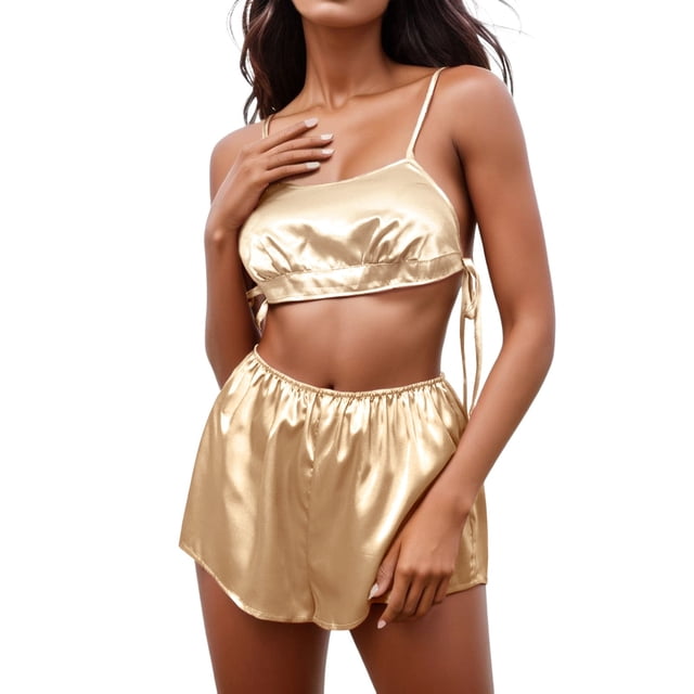 B91xZ Ensemble de Pyjamas Mignons Shorts Vêtements de Détente pour Femmes Ensemble de Pyjamas 2 Pcs, Beige m